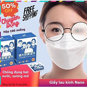 khăn Lau Kính Nano Hộp 100 Miếng Giấy Lau Kính Chống Bám Hơi Nước, Vân Tay Bụi Bẩn