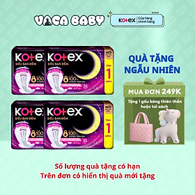 Combo 4 Gói Băng vệ sinh Kotex Siêu Ban Đêm Mới MẶT LƯỚI MỀM HÓA 35cm 8 miếng