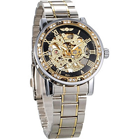 WINNER Men Automatic Watch Fashion Diamond Display Luminous Hands Gear Movement Retro Mechanical Skeleton Watches Luxury