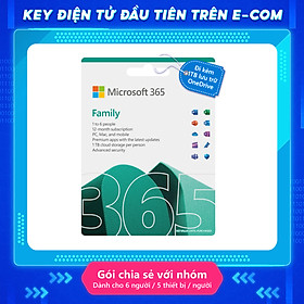 [Key Điện Tử] Phần mềm Microsoft 365 Family English APAC EM Subscr 1YR Medialess P10 (6GQ-00083) - Hàng Chính Hãng