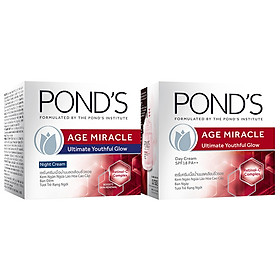 Bộ Đôi Kem Dưỡng Chống Lão Hóa Da Ngày Và Đêm Pond's Age Miracle (50g/hũ)