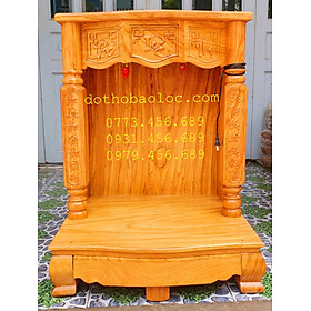 Bàn thờ Thần Tài Thổ Địa gỗ gõ đỏ cột vuông Cao 81cm x Ngang 60cm – Loại tốt [ Ảnh thật ]