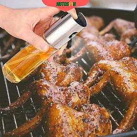 Bình xịt dầu ăn phun sương cho nồi chiên không dầu chai thủy tinh cao cấp 100ml_Nutosan