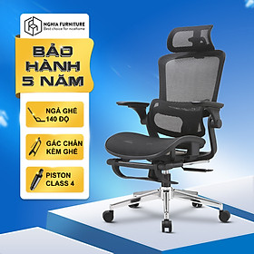 Ghế công thái học Nghiafurniture Mirai - Tối ưu về giá, tối đa tính năng, ngả lưng 140 độ, có gác chân, piston class4