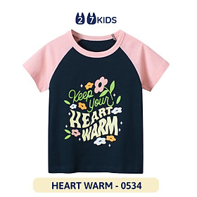 Áo thun bé gái ngắn tay 27Kids 27Home áo cộc nữ 100% Cotton cho trẻ từ 2