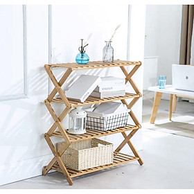 Mua Kệ để đồ chữ X gỗ keo cao cấp - Kệ sách xuất khẩu 4 tầng chữ X 4 Tầng Đa Năng