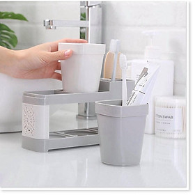 KỆ ĐỰNG BÀN CHẢI KEM ĐÁNH RĂNG KÈM 2 LY XINH XẮN SIÊU TIỆN LỢI