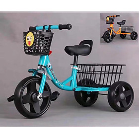 Xe đạp 3 bánh, xe đạp trẻ em có giỏ đồ lớn đằng sau đủ màu cho bé - Xanh