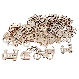 100pcs Unfinished Wood Vehicle for Scrapbooking Embellishments DIY Art Craft