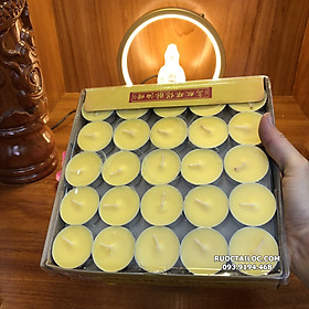 Hộp 100 viên nến tealight cháy 4-5h có 2 màu đỏ và vàng thờ cúng Phật và Gia Tiên