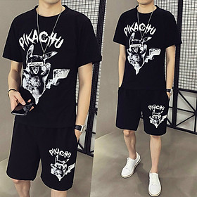 Đồ bộ thể thao nam vải thun tuyết mưa mềm mịn. Bộ PIKACHU- Thời Trang Phong Cách Hàn aloha style (Freesize từ 45-70kg)-Nhiều kiểu lựa chọn