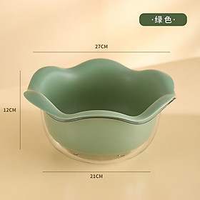 Rổ Nhựa Rửa Rau Củ Quả - Rổ Nhựa Kèm Chậu Trong Suốt Miệng Loe Lượn sóng - Tiện dụng
