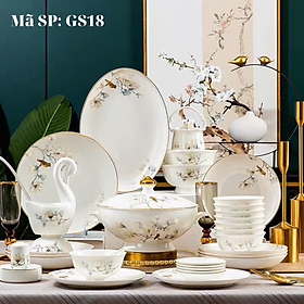 Mua Bộ bát ăn cơm 56 món chất SỨ XƯƠNG Giang Tây cao cấp - Sứ mỏng nhẹ nhưng cứng và trong  cách nhiệt tốt GS18