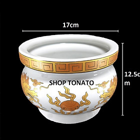 Mua LƯ HƯƠNG BÁT HƯƠNG RỒNG TRẮNG 065 ĐƯỜNG KÍNH 8.5CM 10CM 11CM 12CM