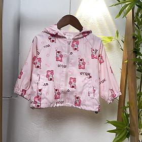 Áo khoác gió cho bé gái 1-6 tuổi 2 lớp túi bèo đính nơ cao cấp lót cotton hàng Quảng Châu