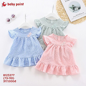 Váy Cho Bé Gái Chất Liệu Cotton Thoáng Mát Co Giãn Tốt, Họa Tiết Caro Thêu Hoa Dễ Thương