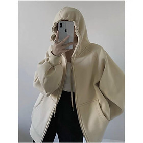 Áo khoác nỉ hoodie trơn Unisex - Tay Phồng dài form rộng có mũ dáng suông ulzzang nam nữ U453