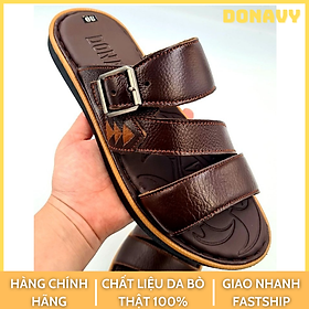  Dép Da Bò Nam Da Bò Thật 100% DONAVY, Thiết Kế 3 Quai Thời Trang, Đế Cao Su Cao Cấp D3QL