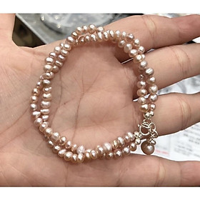 Vòng Tay Bạc 925 Hạt 3 - 4 Ly Màu Hồng Phấn Dễ Thương - Trường Thịnh Ngọc Trai