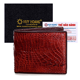 HJ2245 - Bóp nam Huy Hoàng da cá sấu ngăn sau màu nâu đất