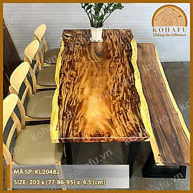 Bàn Dài Me Tây Nguyên Tấm Tự Nhiên Siêu Vân Dài 2.03m - Tặng Chân Bàn