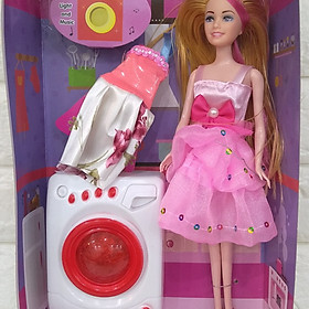 Búp bê tóc vàng áo hồng và máy giặt - 1076BB16H