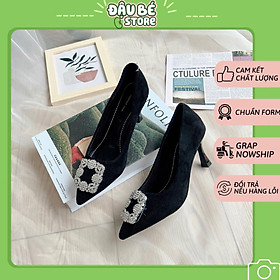 Giày Cao Gót Mũi Nhọn Đính Đá Thời Trang - Giày Nữ Bít Mũi Gót Nhọn 7P Công Sở Sang Chảnh - Daube - G005