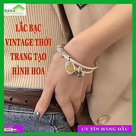 LẮC BẠC VINTAGE THỜI TRANG TẠO HÌNH HOA bạc nguyên chất Vintage Handmade 925, Vòng tay phong cách thời trang