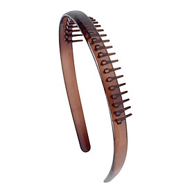 Plastic Toothed Hairband Hair Comb Headband Hair Hoop for Women Dark Brown