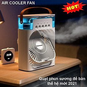 Quạt phun sương để bàn cỡ lớn có hẹn giờ, đèn led 7 màu - Quạt hơi nước để bàn 3 chế độ phun sương làm mát