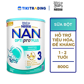 Sữa Bột Nestlé NAN OPTIPRO PLUS 3 800g/lon với 5HMO xuất xứ Thụy Sĩ - Hỗ trợ Tiêu Hóa, Đề Kháng, Trí Não & Chiều Cao (1-2 tuổi)