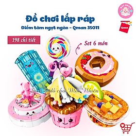 Đồ chơi xếp hình, lắp ráp 6 in 1 Qman 35011 - Điểm tâm ngọt ngào - Dành cho bé gái từ 6 tuổi