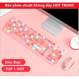 Bộ Bàn Phím Và Chuột Không Dây XSmart N620 Sweet Hồng Cute Nhiều Màu Sắc, Dùng Văn Phòng Cho Máy Tính, Laptop, PC - Hàng Chính Hãng