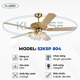 Quạt trần chùm đèn Klasse 52KSP 804 Hàng chính hãng