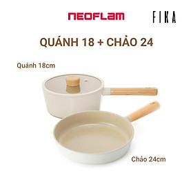Bộ 2 nồi, chảo chống dính bếp từ FIKA NEOFLAM: Nồi sâu (quánh)18cm & Chảo chiên 24cm. Made in Korea