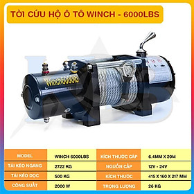 Tời ắc quy-Tời cứu hộ ô tô Winch 6000Lbs (2700kg)