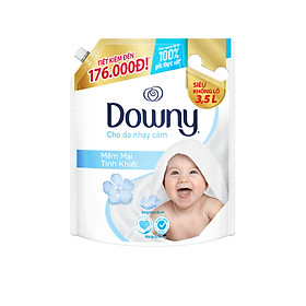 Nước Xả Vải Downy Dịu Nhẹ Hương Xả (3.5L/ Túi) + Tặng Combo 3 Xà Bông Cục Safeguard Trắng Tinh Khiết 130gx3