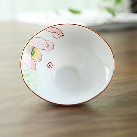 Mua Chén nón Cảnh Đức vẽ thủ công  chất liệu sứ trắng sáng nổi rõ màu nước trà