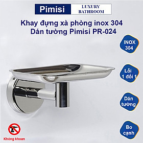 Khay đựng xà phòng cục dán tường Pimisi inox 304 dùng làm kệ xà bông trong nhà tắm gắn tường bằng keo không cần khoan | Hàng chính hãng