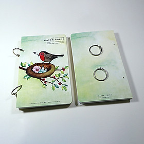 Giấy vẽ màu nước vân nhẹ lên màu đẹp tự nhiên, bộ 40 tờ bo góc  khổ (11 x 17.5) cm - Bìa màu xanh lơ