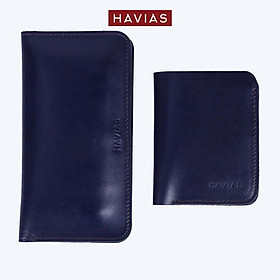 Couple Ví Lemo & Vertical Blue Navy Handcrafted Wallet HAVIAS