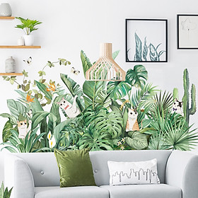 Mua Sticker Giấy Dán Tường Decal Dán tường Tranh Dán Tường Trang Trí Tường Mẫu Hoa Lá Mèo Chim Phong Cách Vintage ZDB-2274
