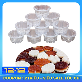 Combo 10 Khuôn Làm Rau Câu , Bánh Flan , Rau Câu Trung Thu Hình Hoa Văn Có Nắp Tiện Lợi