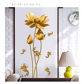 DECAL DÁN TƯỜNG HOA SEN VÀNG ĐỒNG CÁ CHÉP 2 - HP395