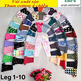 (VẢI XUẤT DƯ) QUẦN LEGGING DÀI/ QUẦN DÀI HOẠ TIẾT THUN COTTON 4 CHIỀU CHO BÉ 9-20kg