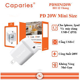 Mua Củ Sạc CAPARIES PD MINI 20W 1 cổng USB-C tương thích PD - PDMINI20W - Hỗ trợ sạc nhanh 20W cho iPhone 8 trở lên và các dòng điện thoại dùng USB-C - Hàng Chính Hãng