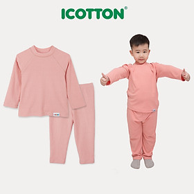 Bộ ngủ cotton cho bé từ 1 đến 10 tuổi màu Hồng