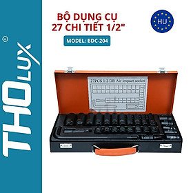 Mua Bộ dụng cụ  Bộ khẩu tuýp vặn ốc  mở bulong 1/2 inch 27 chi tiết BDC-204 Tholux