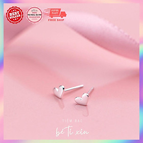 Bông tai bạc Trái tim nhỏ xinh - 100% Bạc S925 Hàn Quốc cao cấp, tinh tế - Bảo hành 12 tháng - Tiệm Bạc bé tí xíu
