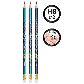 Vỉ 3 Bút Chì Đen HB Có Gôm Họa Tiết Rồng - Maped
